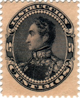 Bust de profil de Simon Bolivar 5 cent 1893