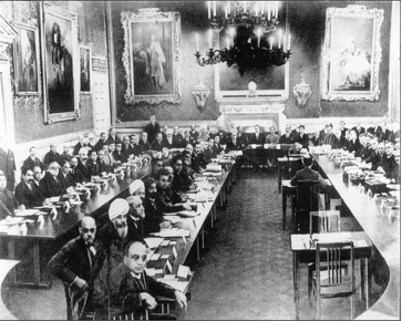 The First Round Table Conference was inaugurated by King George-V on Nov.12, 1930 in London, Dr Babasaheb Ambedkar, Delegate, seen in the left row (9th)