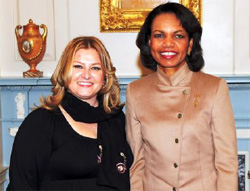 International Women of Courage winner, Valdete Idrizi, with Secretary Rice, March 10, 2008. (U.S. State Department photo)