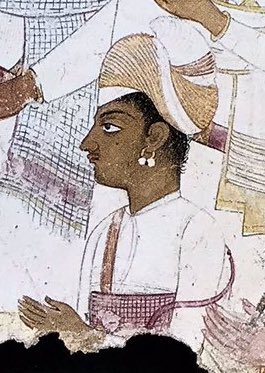 Possible depiction of Ranjit Singh as a young boy, detail from a painting of a diplomatic meeting between Sikh Misls
