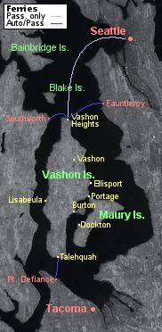 Detailed map of Vashon Island, Washington