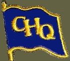 A waving blue flag with a yellow border, and the letters "GHQ" in yellow