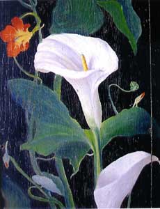 May Alcott Nieriker - Floral Panel- oil on panel - by 1879