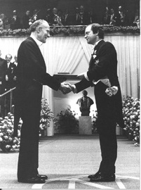 Theodore Schultz receiving the Nobel Prize