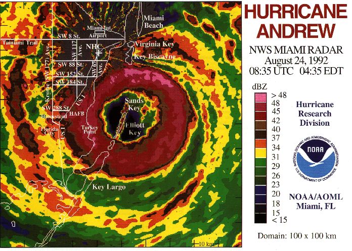 Last radar images WSR Miami Hurricane Andrew-1992