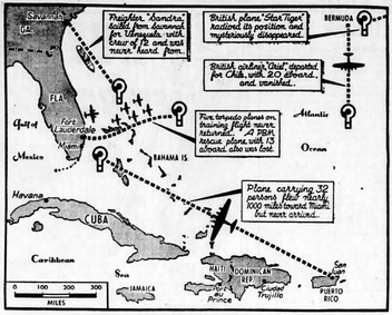 Bermuda Triangle map 17 Sept 1950
