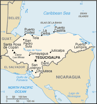 Honduras-CIA WFB Map