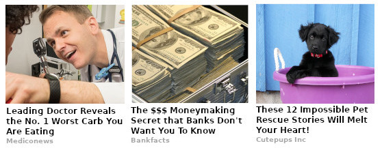 Example clickbait adverts