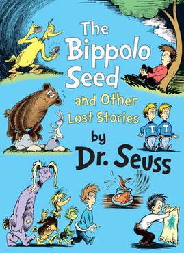 The cover of the book featuring clockwise from top left: The Bippolo Seed, The Great Henry McBride, Tadd and Todd, The Strange Shirt Spot, Gustav the Goldfish, Steak for Supper, The Rabbit, The Bear and the Zinniga-Zanniga