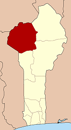 Map highlighting the Atakora Department