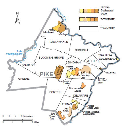 Pike County, Pennsylvania, Municipalities and CDPs