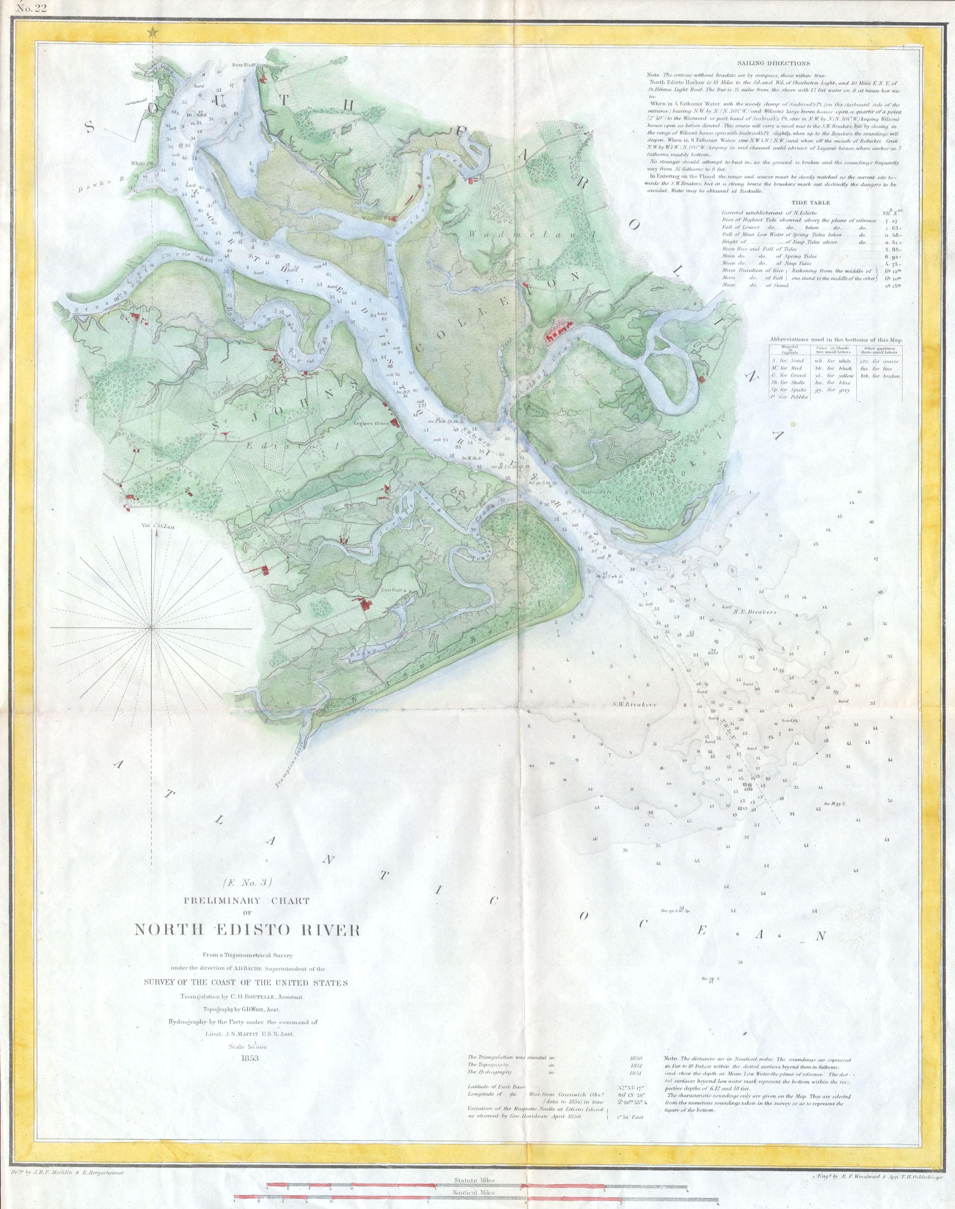 Image 1853 U.S.C.S. Map of the North Edisto River, South Carolina