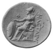 Athena shown on the reverse side of a Pergamene coin minted by Attalus I