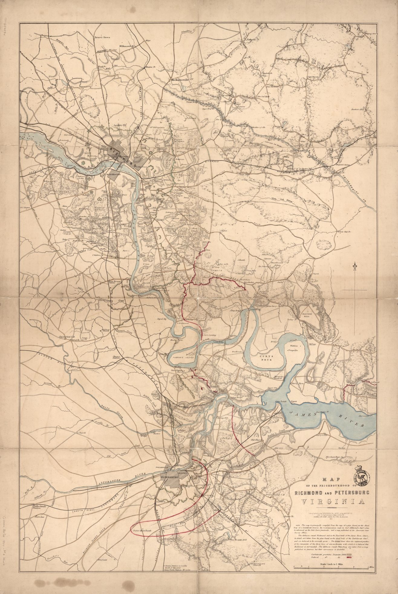 Map of the neighbourhood of Richmond and Petersburg, Virginia
