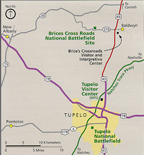 USA Mississippi Tupelo area NPS map