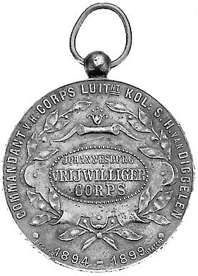 Johannesburg Vrijwilliger Corps Medal reverse