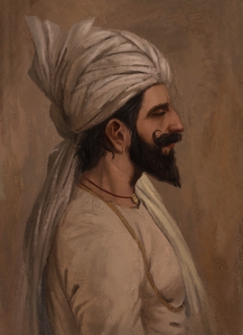 Modern digital painting depicting Rai Ahmad Khan Kharal by Arsalan Khan.jpg