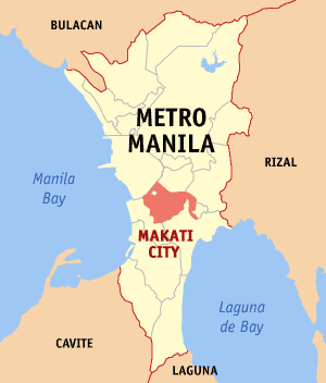 Map of Metro Manila highlighting Makati City
