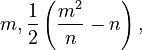 m, \frac{1}{2}\left({m^2\over n} - n\right),