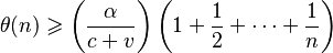 \theta(n)\geqslant\left(\frac{\alpha}{c+v}\right)\left(1+\frac{1}{2}+\cdots+\frac{1}{n}\right)