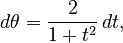 d\theta = \frac{2}{1+t^2} \, dt,