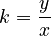 k = \frac{y}{x}
