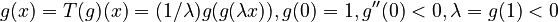  g(x) = T(g)(x) = (1/\lambda) g(g(\lambda x)), g(0)=1, g''(0)<0,\lambda=g(1)<0 