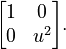 
    \begin{bmatrix}
    1 & 0 \\
    0 & u^2 \\
    \end{bmatrix}.
    