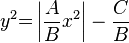 y^2 {{=}} \left | \frac{{A}}{{B}}x^2\right | - \frac{{C}}{{B}}