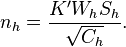  n_h = \frac{K' W_h S_h}{\sqrt{C_h}}. 