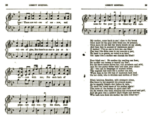 "The Blind Slave Boy" in "The Liberty Minstrel". Words by Mrs. Dr. Bailey. Music arranged from Sweet Afton. 02