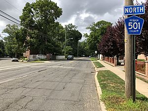 2018-07-22 15 03 00 View north along Bergen County Route 501 (County Road) at Linwood Avenue in Cresskill, Bergen County, New Jersey