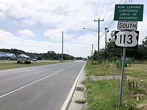 2022-07-08 10 44 26 View south along U.S. Route 113 (DuPont Boulevard) just south of Delaware State Route 26 (Nine Foot Road) in Dagsboro, Sussex County, Delaware