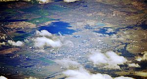 Aerial view of Goldendale, WA from the northeast