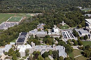 Aerial view of the Butler University campus in Indianapolis, Indiana