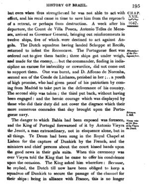 Antonio Vieyra - History of Brazil, Volume 2 by Robert Southey - "forewarned the King of Portugal about dangers "