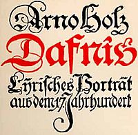 Arno Holz, Dafnis. Lyrisches Portrait aus dem 17. Jahrhundert, 1904