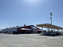 The Shell gas station at the SR 46 and SR 33 intersection marks the location of Blackwells Corner