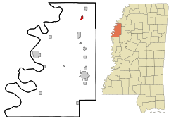 Location of Duncan, Mississippi