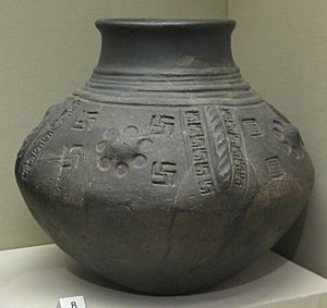 British Museum cinerary urn with swastika motifs