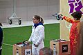 Celine Goberville during Air Pistol match at London 2012 Summer Olympic Games