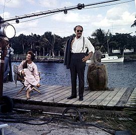 Chana Eden and Emmett Kelly on the set of "Wind Across the Everglades," Everglades National Park