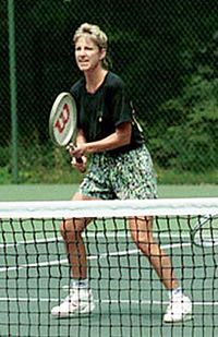 Chris Evert playing tennis at Camp David