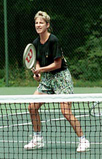 Chris Evert playing tennis at Camp David