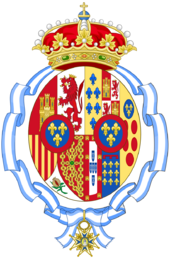 Coat of arms of Maria Mercedes of Bourbon-Two Sicilies, Countess of Barcelona after her husband renounce as Pretender to the Spanish Throne.svg