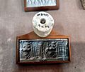Cylinder seal, white marble. Two goats, two shrines, and stars. Jemdet Nasr period, 3100-2900 BCE, from Tell Agrab, Iraq. Sulaymaniyah Museum, Iraq
