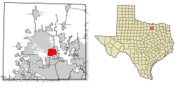 Location of Corinth in Denton County, Texas