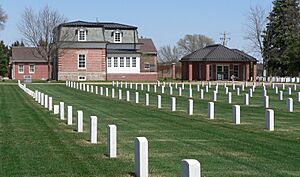 Ft. McPherson National Cemetery headstones and lodge 1