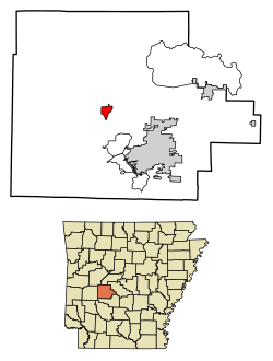 Location of Mountain Pine in Garland County, Arkansas.