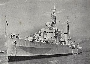 HMNZS Royalist in Waitemata Harbour, 1956